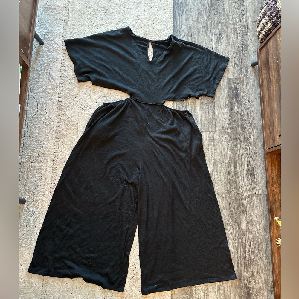 Black plus size cropped jumpsuit 3x